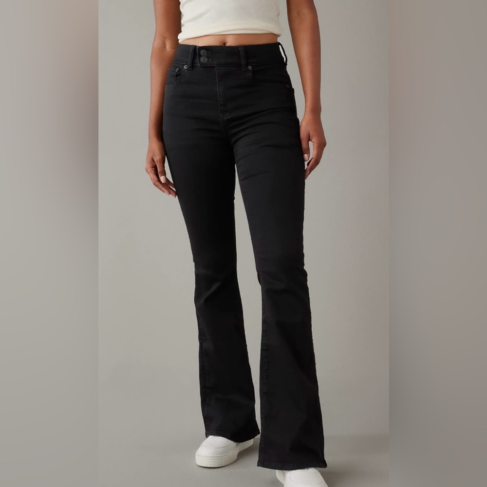 American Eagle Outfitters Black High-Rise Flare Jeans